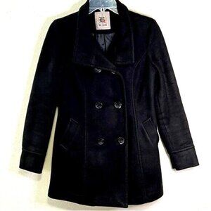 BE COOL Pea Coat Womens M Black Pockets Dark Academia Retro Streetwear Preppy